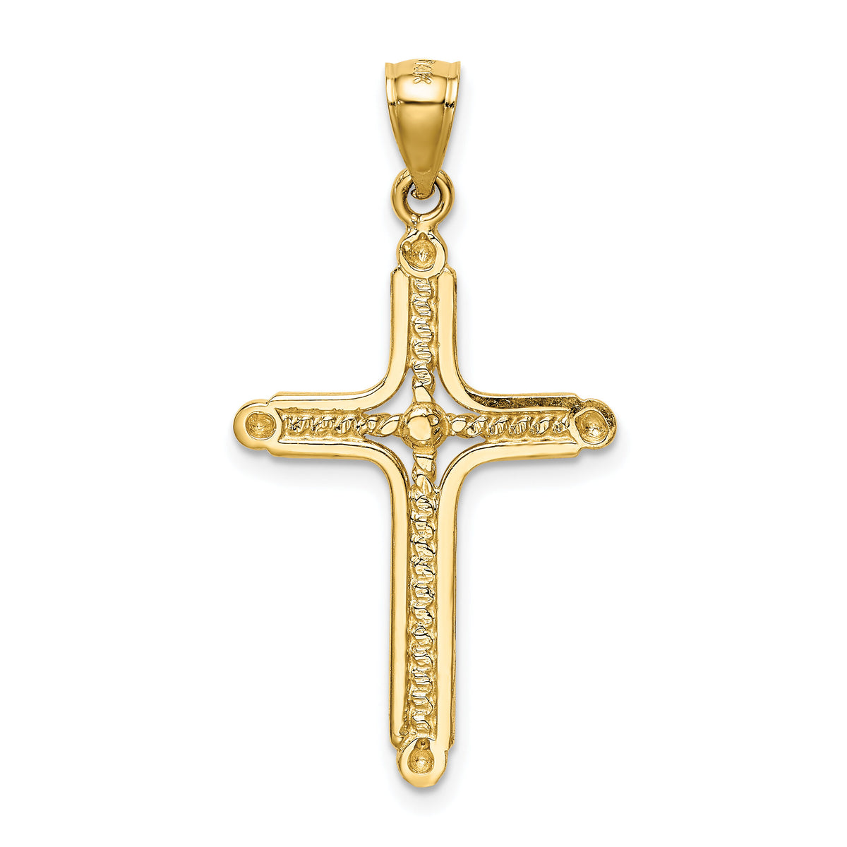 14k Polished Braided Cross Pendant-K6157
