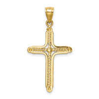 14k Polished Braided Cross Pendant-K6157