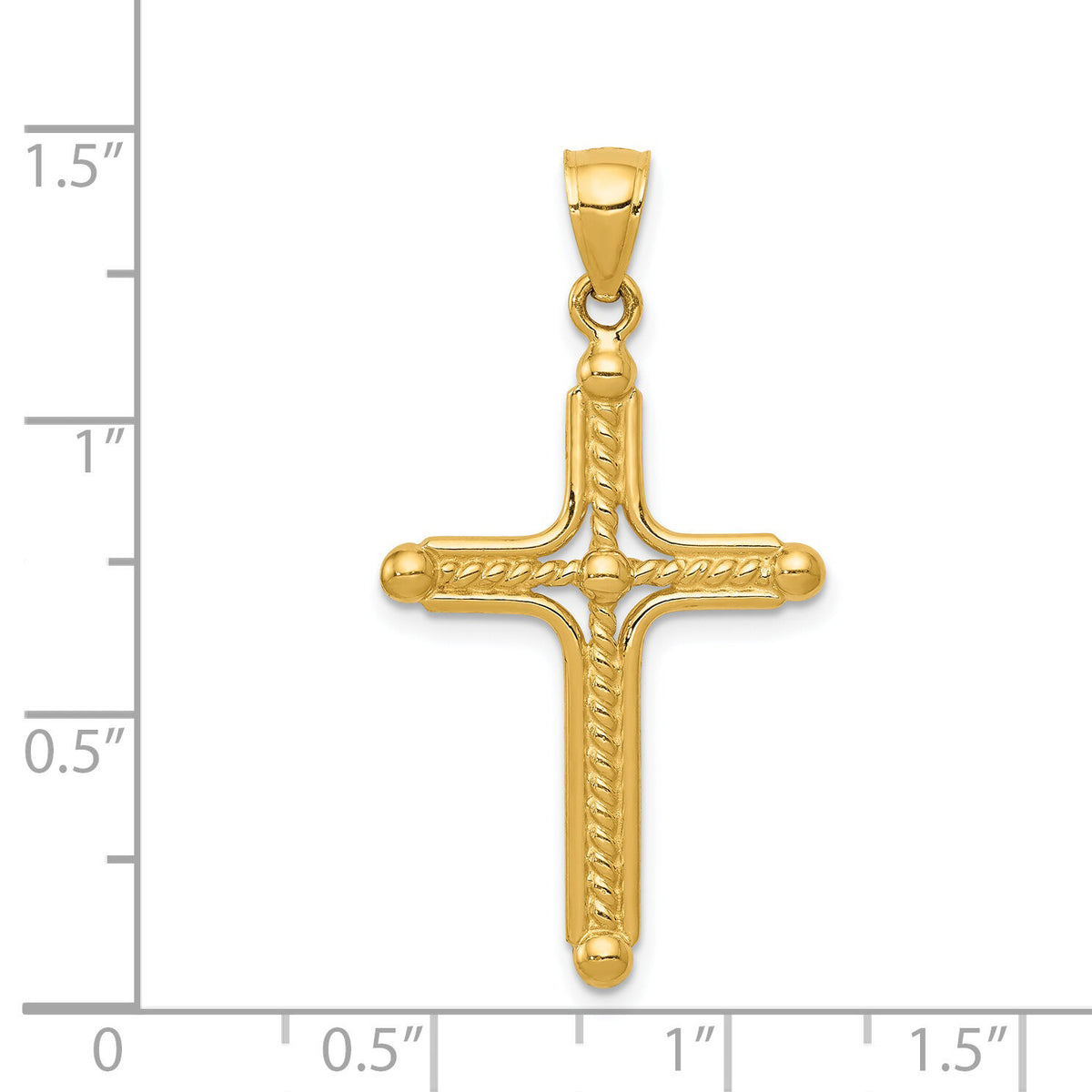 14k Polished Braided Cross Pendant-K6157