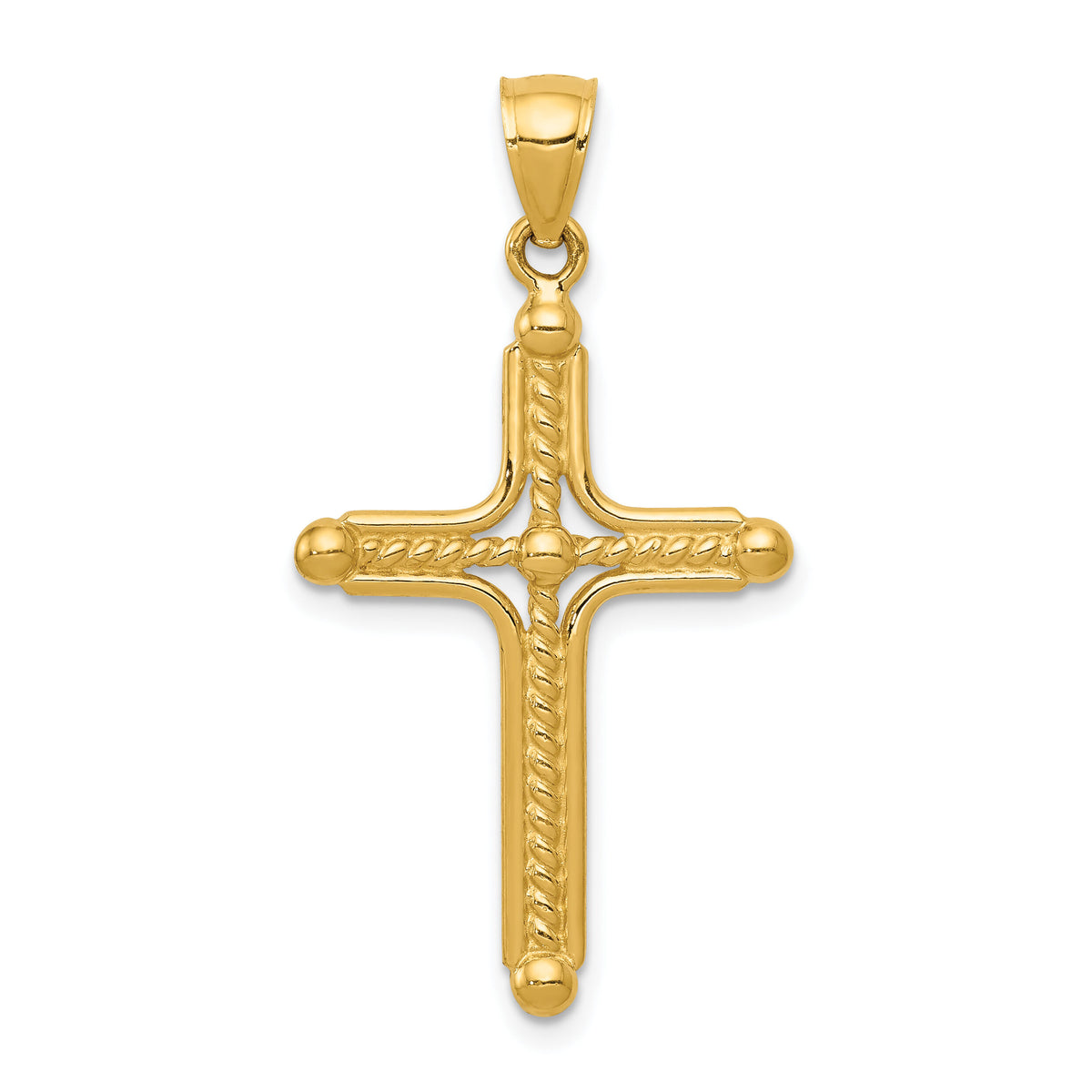 14k Polished Braided Cross Pendant-K6157