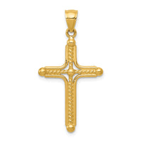 14k Polished Braided Cross Pendant-K6157