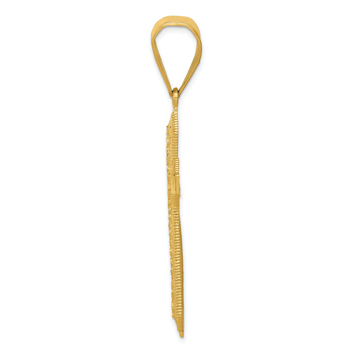 14k Diamond-cut Center Cross Pendant-K6162