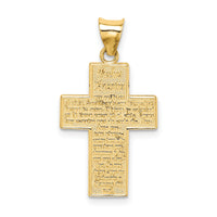 14k Textured Reversible Lord's Prayer in Spanish Cross Pendant-K6165