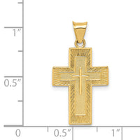 14k Textured Reversible Lord's Prayer in Spanish Cross Pendant-K6165
