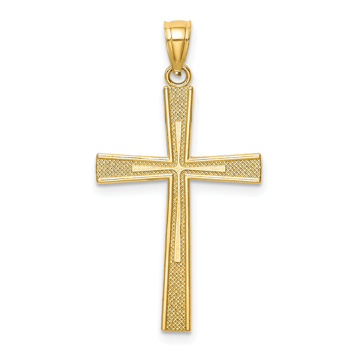 14k Reversible Satin/Diamond-cut Cross Pendant-K6166