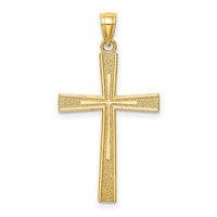 14k Reversible Satin/Diamond-cut Cross Pendant-K6166