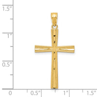 14k Reversible Satin/Diamond-cut Cross Pendant-K6166