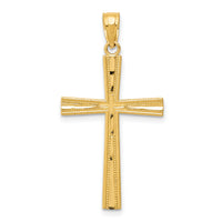 14k Reversible Satin/Diamond-cut Cross Pendant-K6166