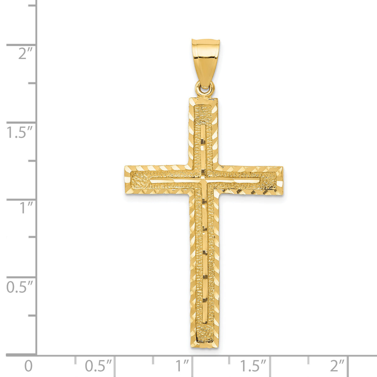 14k Polished and Textured Diamond-cut Latin Cross Pendant-K6169