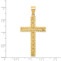 14k Polished and Textured Diamond-cut Latin Cross Pendant-K6169