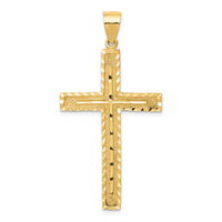 14k Polished and Textured Diamond-cut Latin Cross Pendant-K6169