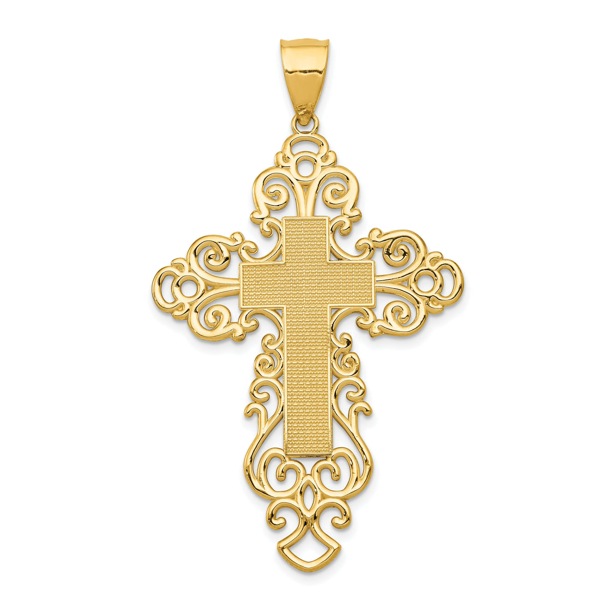 14k Polished Fancy Cross Pendant-K6174