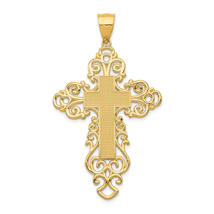 14k Polished Fancy Cross Pendant-K6174