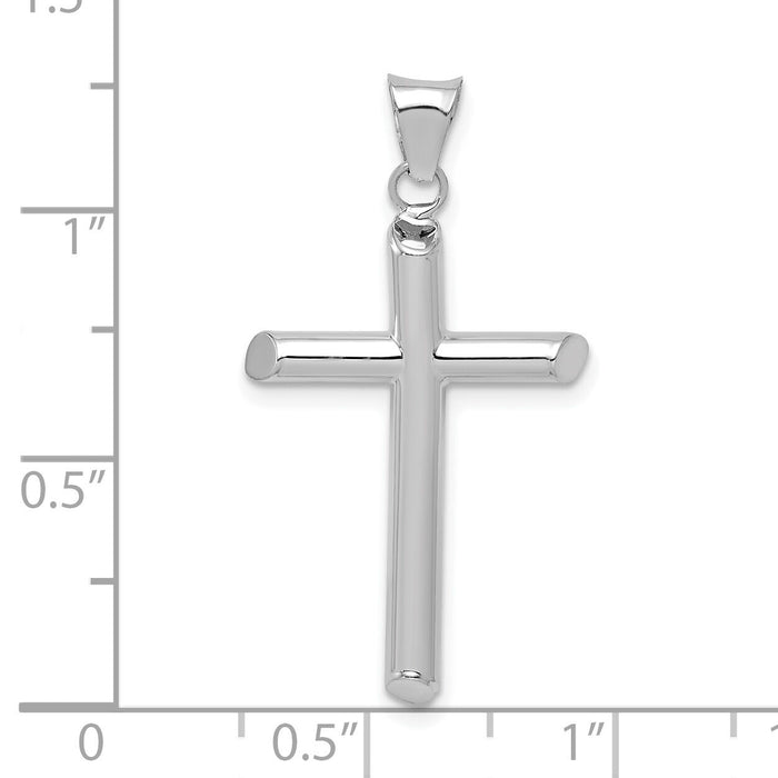 14k White Gold Polished Tube Cross Pendant-K6178W