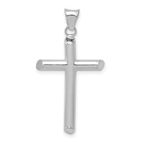 14k White Gold Polished Tube Cross Pendant-K6178W