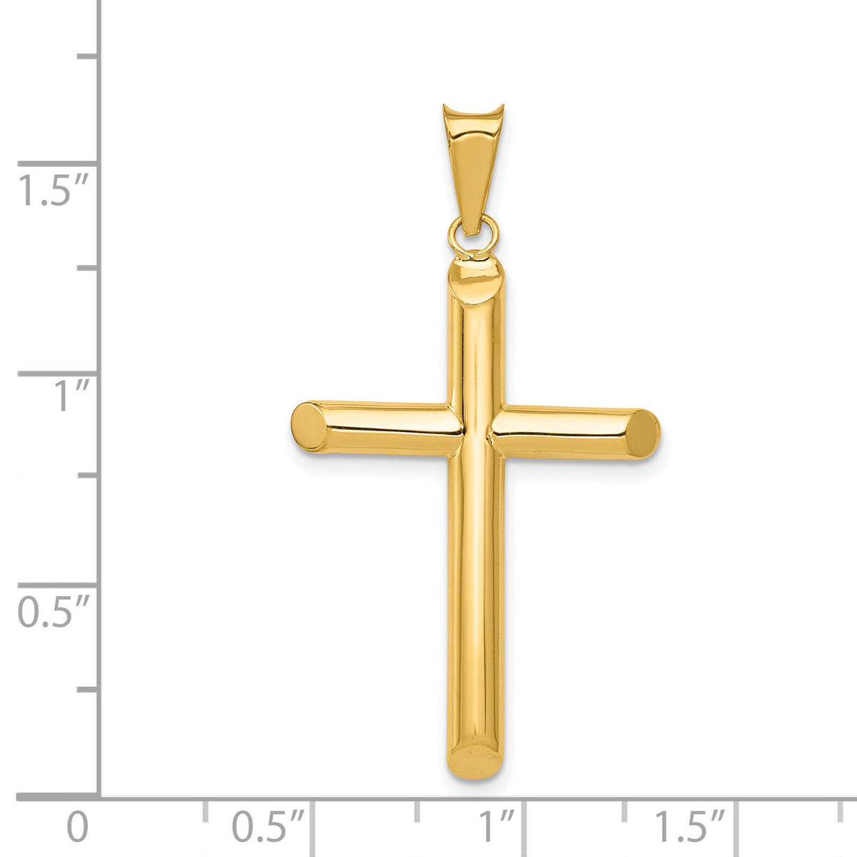 14k Polished Tube Cross Pendant-K6180