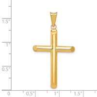 14k Polished Tube Cross Pendant-K6180