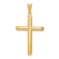 14k Polished Tube Cross Pendant-K6180