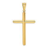14k Polished Tube Cross Pendant-K6182