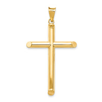 14k Polished Tube Cross Pendant-K6182