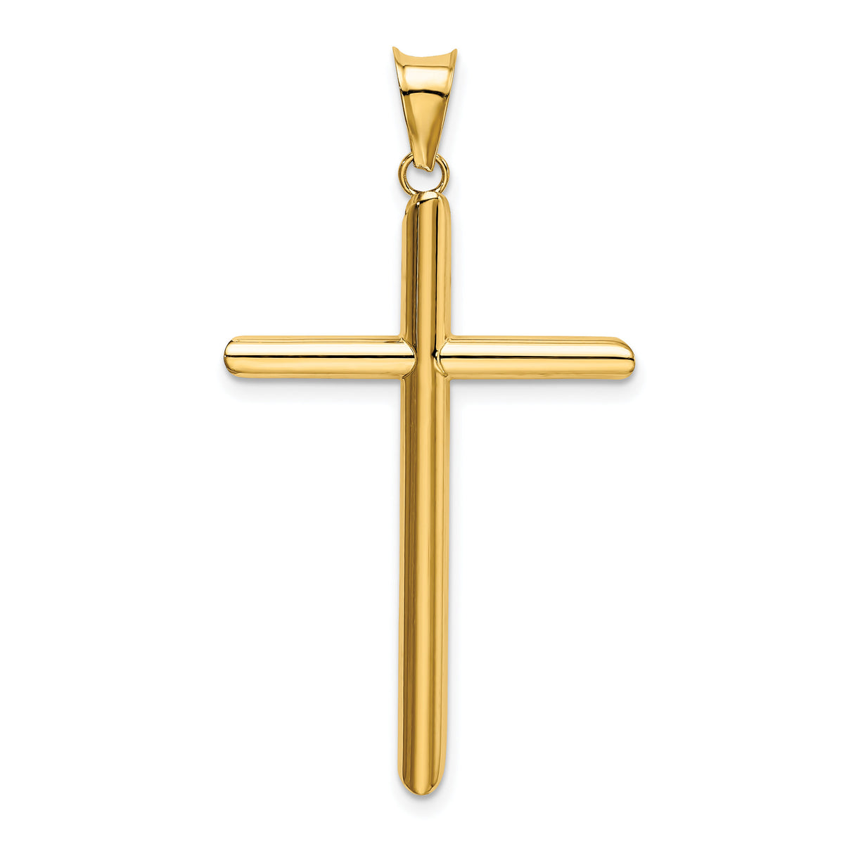 14k Polished Tube Cross Pendant-K6183