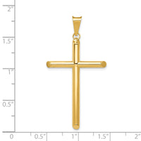 14k Polished Tube Cross Pendant-K6183
