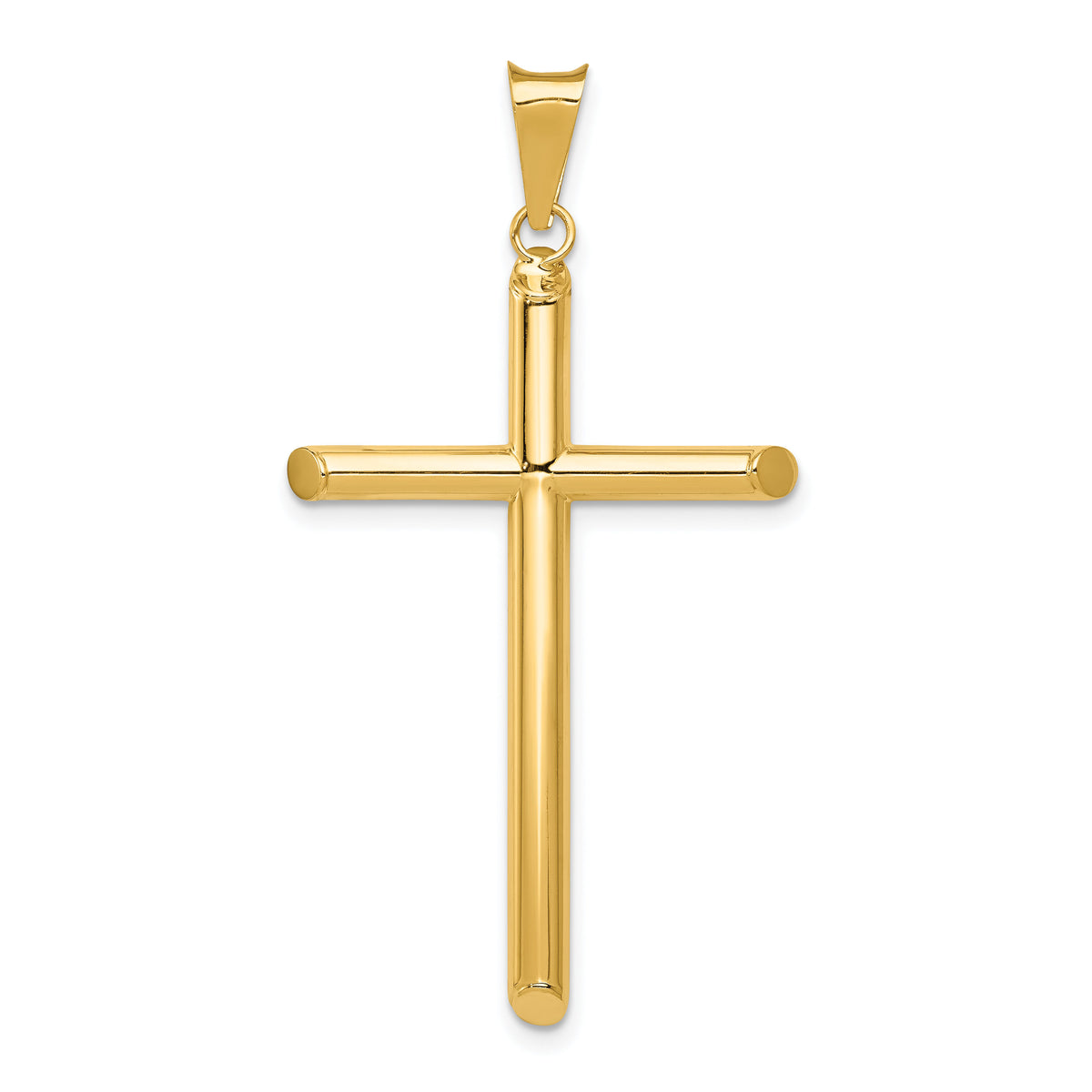 14k Polished Tube Cross Pendant-K6183