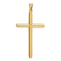 14k Polished Tube Cross Pendant-K6184