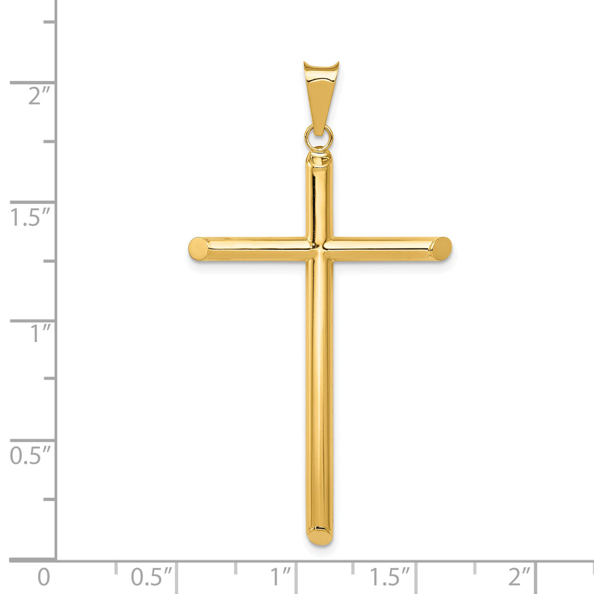 14k Polished Tube Cross Pendant-K6184