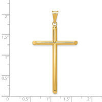 14k Polished Tube Cross Pendant-K6184
