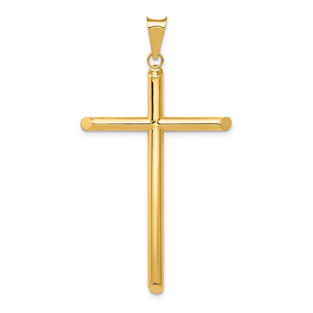 14k Polished Tube Cross Pendant-K6184