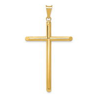 14k Polished Tube Cross Pendant-K6184
