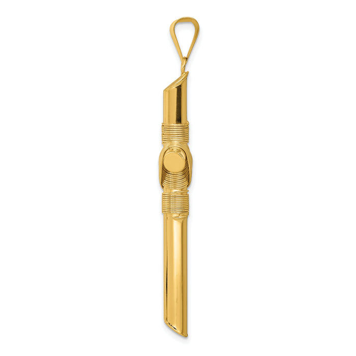 14K Polished w/Center Wrap Tube Cross Pendant-K6185