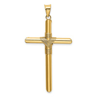 14K Polished w/Center Wrap Tube Cross Pendant-K6185