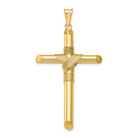 14K Polished w/Center Wrap Tube Cross Pendant-K6185
