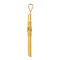 14K Polished w/Center Wrap Tube Cross Pendant-K6186