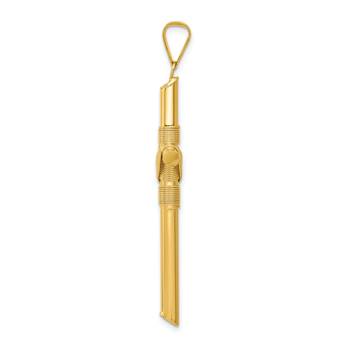 14K Polished w/Center Wrap Tube Cross Pendant-K6186