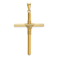 14K Polished w/Center Wrap Tube Cross Pendant-K6186