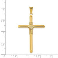 14K Polished w/Center Wrap Tube Cross Pendant-K6186