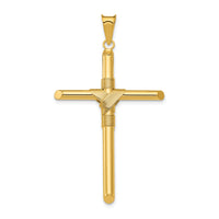 14K Polished w/Center Wrap Tube Cross Pendant-K6186