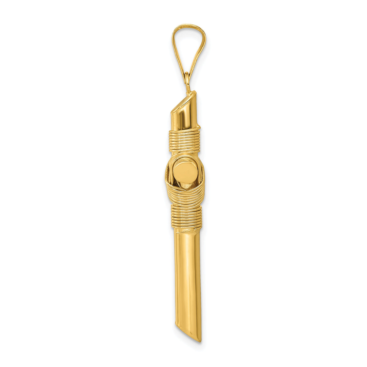 14K Polished w/Center Wrap Tube Cross Pendant-K6187