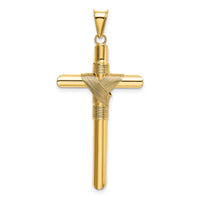 14K Polished w/Center Wrap Tube Cross Pendant-K6187