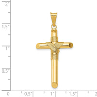 14K Polished w/Center Wrap Tube Cross Pendant-K6187