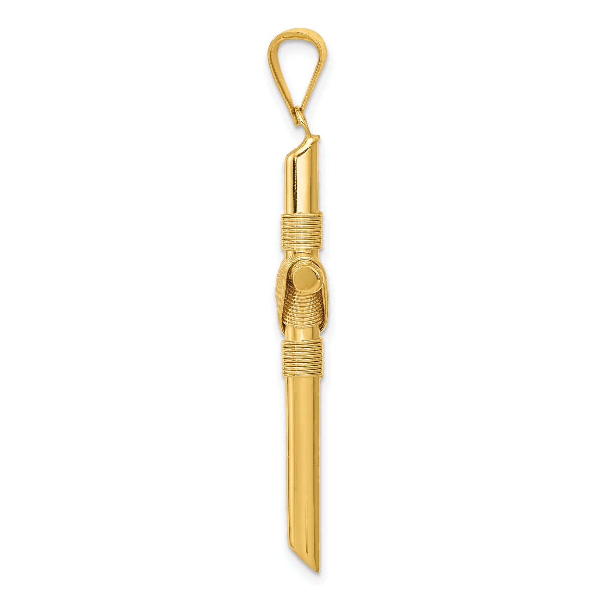 14K Polished w/Center Wrap Tube Cross Pendant-K6188