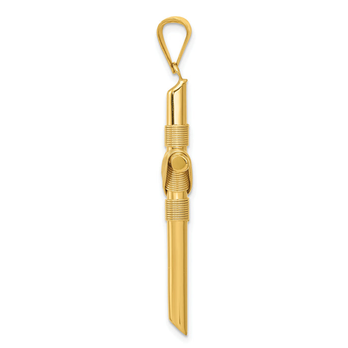 14K Polished w/Center Wrap Tube Cross Pendant-K6188