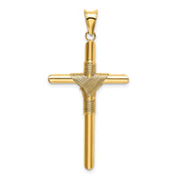 14K Polished w/Center Wrap Tube Cross Pendant-K6188