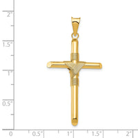 14K Polished w/Center Wrap Tube Cross Pendant-K6188