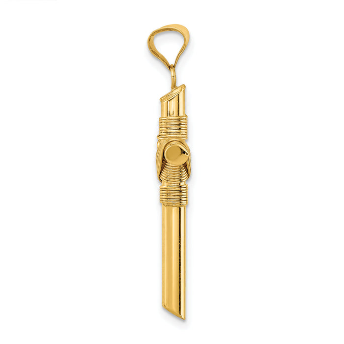 14K Polished w/Center Wrap Tube Cross Pendant-K6189