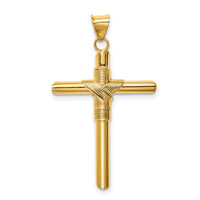 14K Polished w/Center Wrap Tube Cross Pendant-K6189