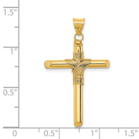 14K Polished w/Center Wrap Tube Cross Pendant-K6189